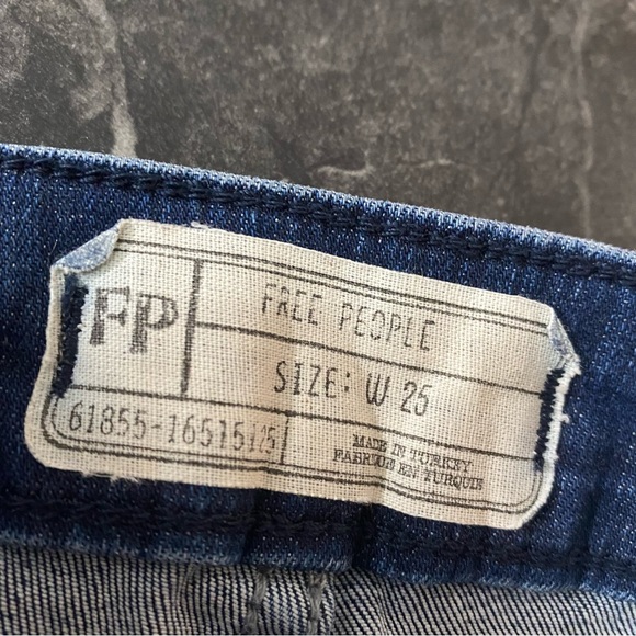 Women’s Free People Shoe Tie Lace Up Denim Blue Jeans Size 25 - Picture 5 of 6
